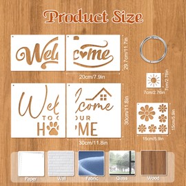 MWOOT 14 Pcs Door Mat Stencils, Welcome Stencils for Painting on Wood, Reusable Welcome Home Signs Templates for Plain Doormat Home Decor, DIY Crafts