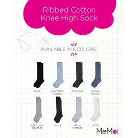 MeMoi Ribbed Cotton Blend Knee High Sock Indigo Denim 9-11