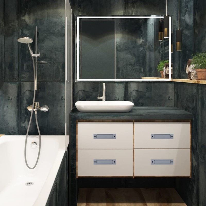 2Pcs Rectangular Recessed Door Pull Handle with Screw, Flat Backside