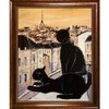 ArtistBe Black cat and his Pretty on Paris Roofs with Verona Cafe Frame