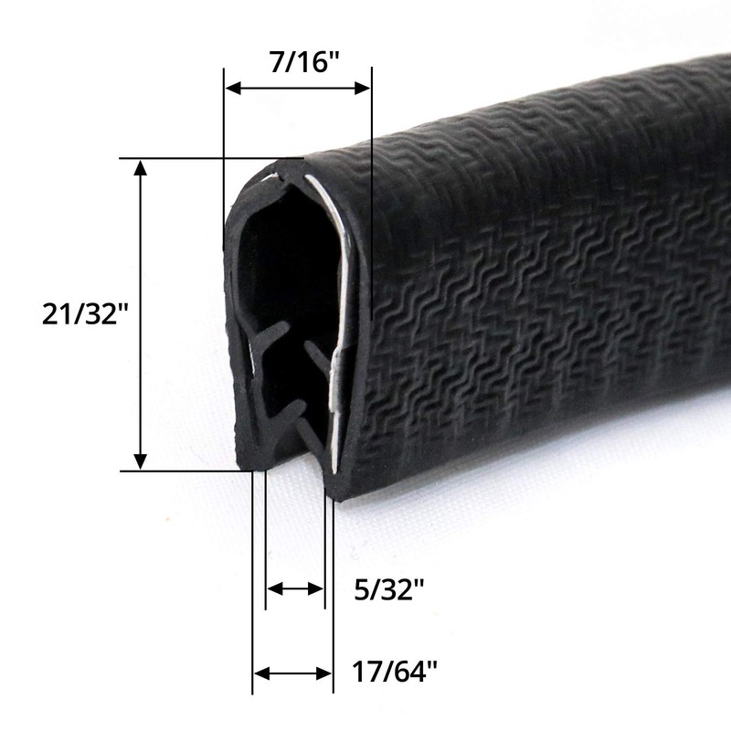 QWORK Black Edge Trim Large,1/4" Fits Edge (10 Feet Length)
