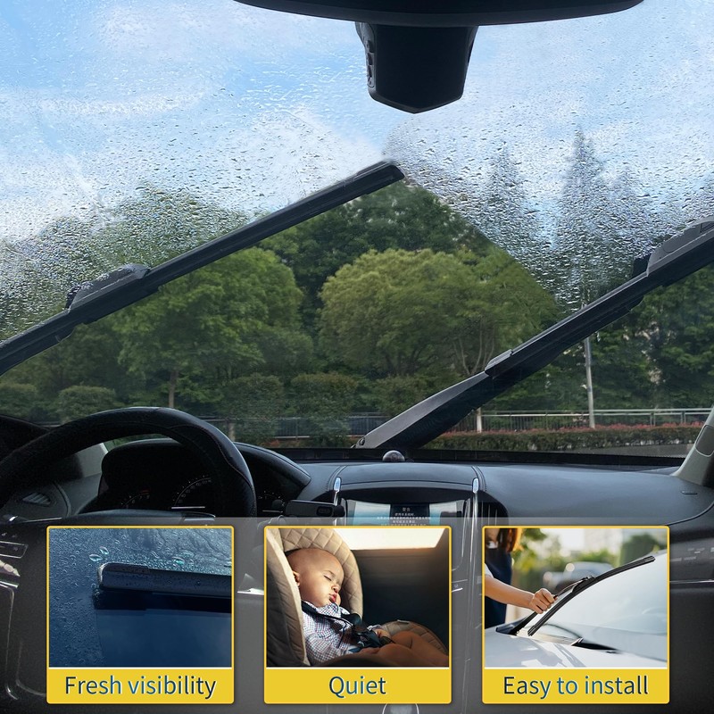 JINGOU 24" + 24" Front Windshield Wiper Blades Compatible with