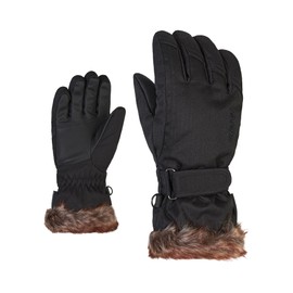 Ziener Mädchen LIM GIRLS glove junior Ski-handschuhe / Wintersport |warm, atmungsaktiv, schwarz (black-Stru), 7