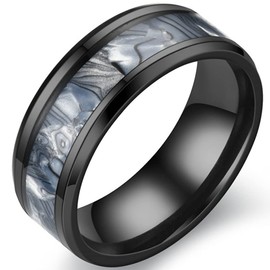 Jude Jewelers 8MM Stainless Steel Carbon Fiber Inlay Matte Brushed Classic Simple Plain Wedding Band Ring, Metal, Cubic Zirconia