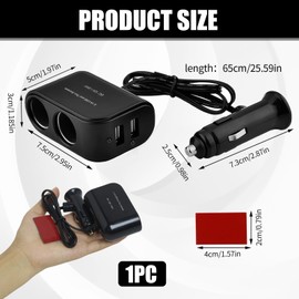 Kfz-Zigarettenanzünder-Splitter-Adapter mit Dual-Buchsen & 2 USB-Anschlüssen, 12/24 V Kfz-Steckdosen-Splitter-Ladegerät für Dashcams, GPS, Smartphones, Tablets – Schnellladung & Unterstützung für