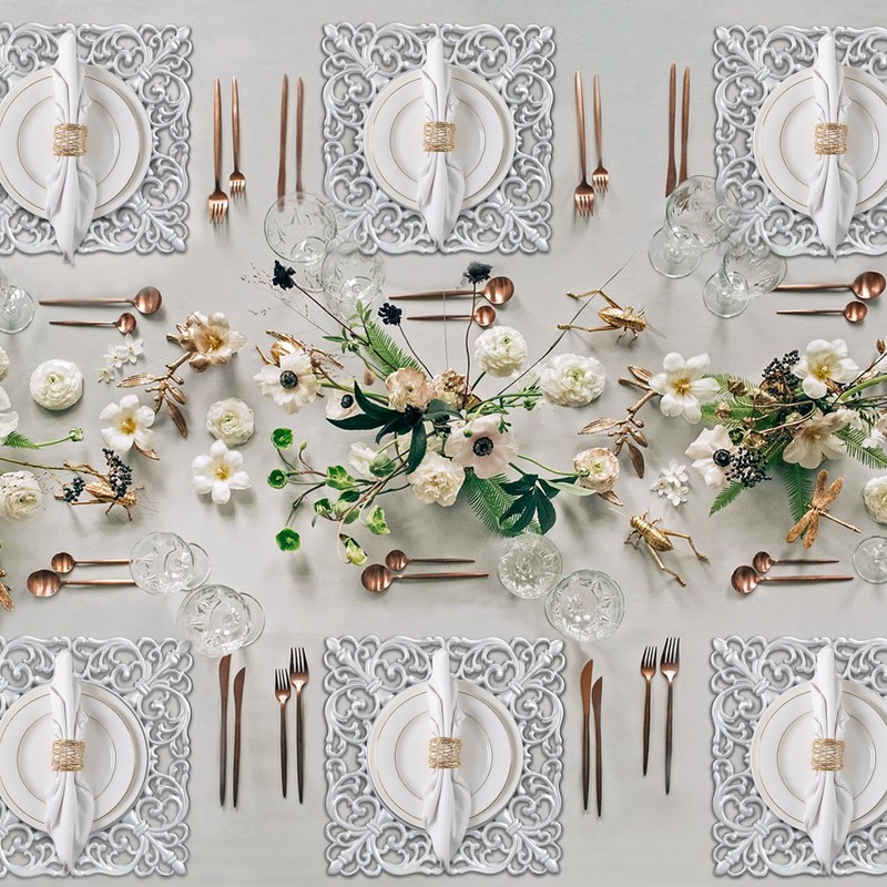 MAONAME 12" Silver Charger Plates Set of 6, Mirror Charger