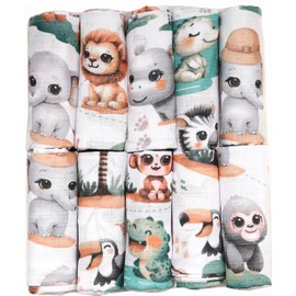 FENSILO Baby Muslin Nappies | Muslin Cloths | Burp Cloths - Pack of 10 70 x 80 cm for Baby and Newborn | Muslin Cloths for Boys and Girls | Cotton Burp Cloths | Cleaning| Wipe and Cover 07