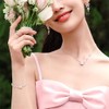 Pink Crystal Cherry Blossom Flower Chain Link Bracelet for Women