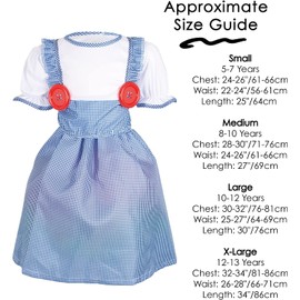 Childs Kansas Girl Costume - X-Large - Blue Gingham Dress, Matching Hair Ties and Blue Gingham Basket - Kids World Book Day Book Week Fancy Dress, Matching Hair Ties Costume