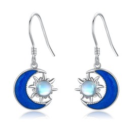 URONE Moon and Star Earrings 925 Sterling Silver Moon Star Dangle Earrings Moon Star Jewellery Gifts for Women