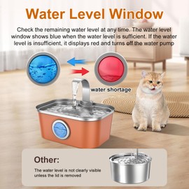 Bobo&Dragon Automatic Stainless Steel Water Fountain for Cat & Dog in Amber Orange 124oz/3.5L Quiet Faucet Flow Water Dispenser, Fresh Filtered Hydration, Easy Clean, Leak-Proof for Indoor Pets