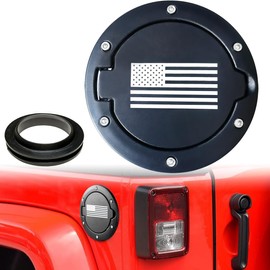 Aluminum Gas Cap Cover for Jeep Wrangler Gas Cap Cover JK 2007 to 2018 US Flag Fuel Filler Door for Jeep Wrangler Accessories