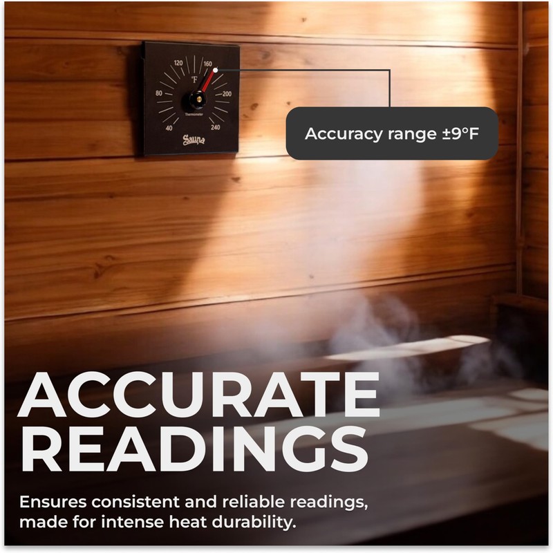 Premium Aluminum Sauna Thermometer - 100% Anodized Aluminum, Large Numbers,