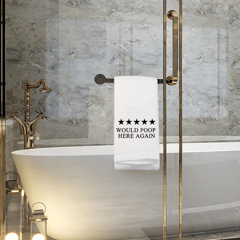 Funny Bathroom Hand Towel Bathroom Towel Would Poop Here Again