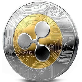 White Isle XRP Ripple Commemorative Coin, Gold and Silver Alloy, Dual Colour, with Protective Case