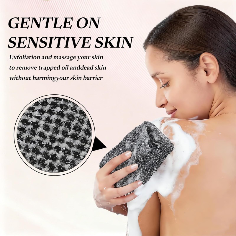 Exfoliating Bath Towel Pack of 2 - Back Scrubber for