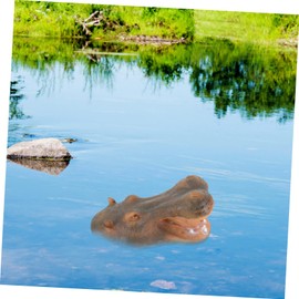 DOITOOL Pond Floating Hippopotamus Horse Head Statue Lawn Decor Lawn Statues Garden Statue Floating Pond Ornament Resin Animal Ornament Light Brown Garden Pond Hippo Garden Decor