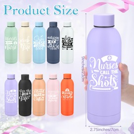 Reallnaive 10 Pcs Thank You Nurse Appreciation Gift 17 oz Frosted Stainless Steel Water Bottle Double Wall 304 Cup Tumbler for Nurses Week Gifts Nursing Graduation Women(Fashion)