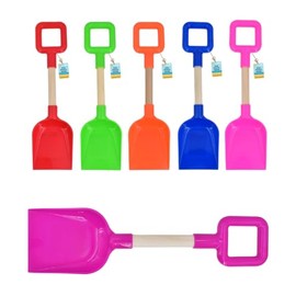Electoys Kids Spade Plastic Shovel 35cm | Wood Shaft Beach Spades Sand Pit Accessories | Garden Digging Shovel for Children | Soil Scoop Sand Seaside Sandpit Toys for Kids | Assorted Colour | 1 Pack