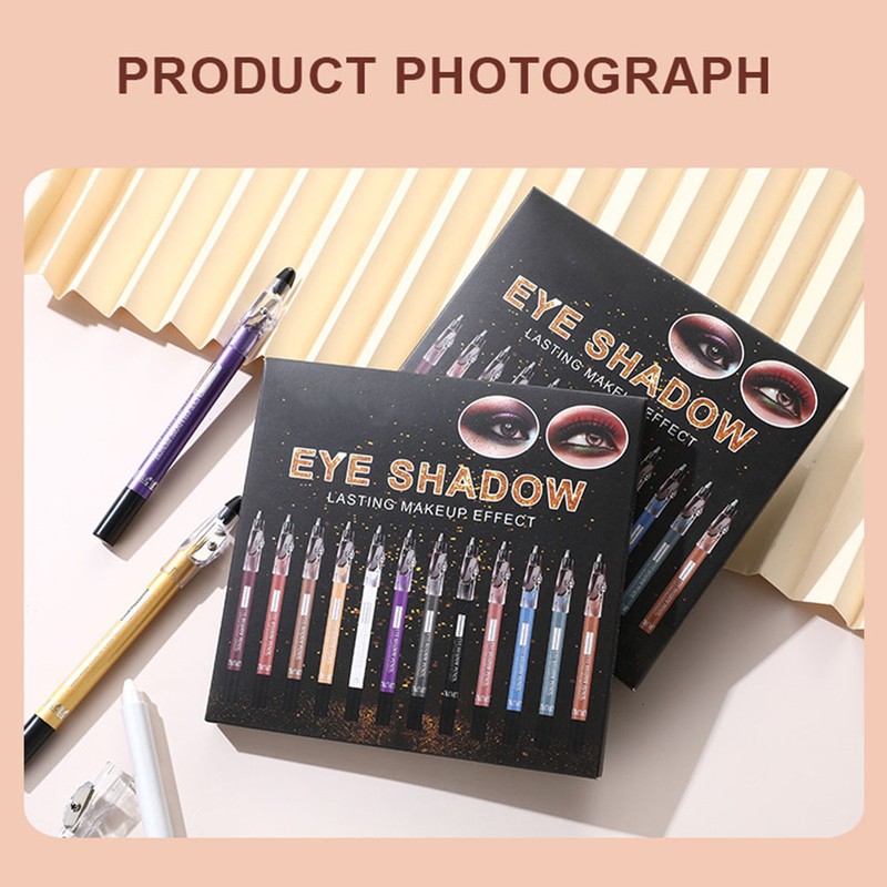 12 Color Eye Shadow Pen Glitter Eyeliner Eye Shadow Pencil