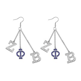 CENWA ZPB Rhinestone Drop Earring 1920 Greek Sorority Jewelry Gift for Finer Women(ZPB -Earrings)