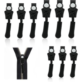 9PCS Zipper Puller Replacement, 3 Sizes Zip Repair Kit, Removable Zipper Puller, Universal Extension & Fixing Replacement Slider for Luggage Backpacks Jackets Jeans No Tools