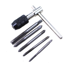 TAODAN 6PCS HSS Tap Slab Teeth M3-M8 Reamer Tapping Drill Bit Set Adjustable T Handle Tap Wrench Tool for Bicycle Repair and Assembling Furniture