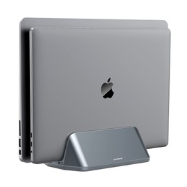 mbeat Stage S5 Adjustable Dual Bay Tablet, Laptop and MacBook Vertical Stand, Desktop Device Holder and Organiser, Space Grey Colour, Supports up to Two 17 inch Tablets or Laptops Storage