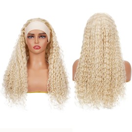 Rostationa 613 Blonde Wavy Human Hair Headband Wig, 24 Inch, 150% Density, Glueless, Wig for Black Women