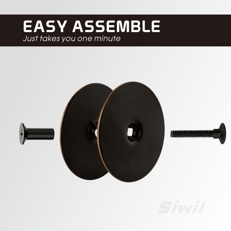 Siwil Door Hole Cover Plate Black, 2-5/8" Diameter Solid Steel,
