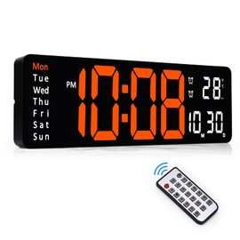 Sukeen Digital Wall Clock, 13 Inch Digital Clock Wall Clock Digital Alarm Clock with Remote Control, Count Up & Down, 10-Level Dimming, Dual Alarm, Date, Temperature for Home, Gym, Office, Garage