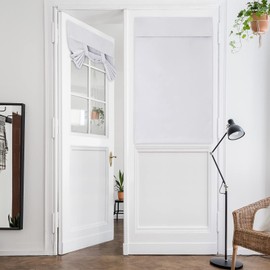 HOMEIDEAS French Door Curtains, Privacy Door Window Curtains, 34 X 40 Inch Blackout French Door Shades for Glass Door, Thermal Insulated Tie Up Shades Door Window Coverings, 1 Panel, Greyish White