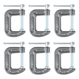 Olympia Tools Heavy Duty Cast Iron C-Clamps with 1-Inch Jaw Opening and 1-Inch Throat, 6 Pack