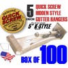 Quick Screw 5" 100 Pack Premium Hidden Rain Gutter Bracket