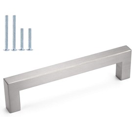 LONTAN Pack of 10 Kitchen Handles, Brushed Stainless Steel, 96 mm, Hole Spacing, Cabinet Handles, Stainless Steel Handles for Kitchen Cabinets, Furniture Handles, Door Handles, Kitchen Handles