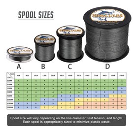 HERCULES Braided Fishing Line 500m 547yds 6lbs-100lbs Pe Superline 4 Strands (Grey 30lb/13.6kg 0.28mm)