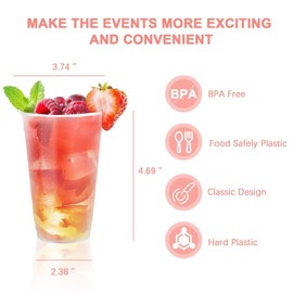 Huifany 100 Pack 16 oz Clear Plastic Cups No Lids No Straws, Plastic Drinking Cup for Party, Iced Coffee, Cold Drinks