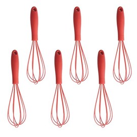 6Pcs Silicone Whisk, Mini Whisk Set, Small Whisks For Cooking, Hand Milk Frothers, For Non-Stick Cookware,Egg Beater Perfect For Blending,Whisking,Beating,Frothing & Stirring (Red)