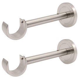 Curtain Rod Bracket for Wall, 2pcs Heavy Duty Curtain Rod Holders for up to 1 inch rods, Long Curtain Brackets with Installation Accessories Included, Set of 2, Brushed Nickel