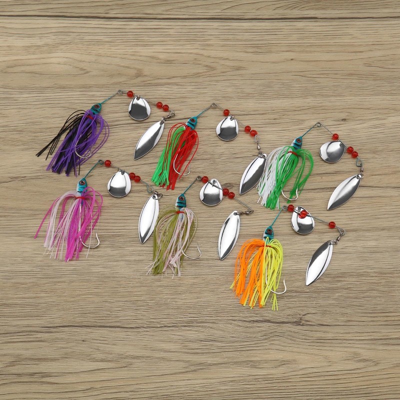 SG Store 6pcs Fishing Spinner Baits Lures Buzz Prop Spinner