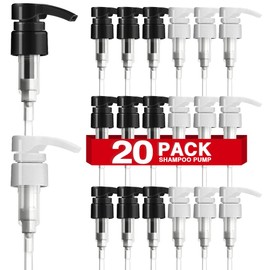 20-Pack Shampoo Pumps for Liter 33.8 oz Shampoo and Conditioner, Pump Dispenser Fits Most Salon Bottles with 1-inch Wide Opening, Black & White Replacement Pump for Soft Hair Products, Body Wash