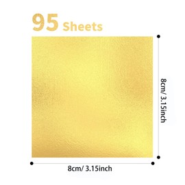 95 Sheets Gold Leaf, Imitation Gold Foil Papers for Arts, Crafts, Furniture, Nail Art, Canvas, Home Decoration, 8x8 cm Gold Leaf Sheets (Gold)