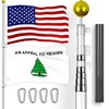 G128 Combo Pack: 20 Ft Telescoping Aluminum Flagpole (Silver) & American and An Appeal To Heaven Flags 3x5 Ft, Both ToughWeave Series Embroidered Polyester | Pole with Flags Included