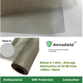 Amradield Nickel Copper Electromagnetic Shielding Window Fabric Transparent Clear Mesh Gauze Tulle Type 39"x43"