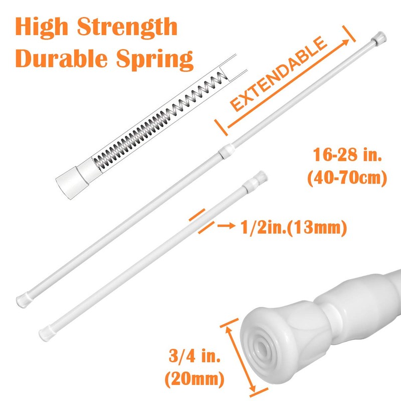 KXLIFE 2 Pack Small Spring Tension Curtain Rod 16 to