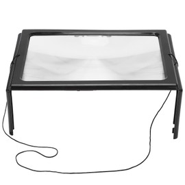 A4 Size Reading Magnifying Glass with LED Light and Stand PVC Desktop Magnifier for Home