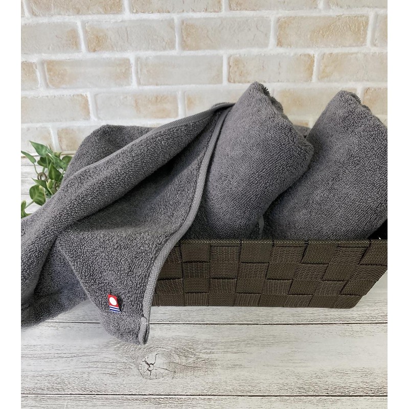 Imabari Towel Gift Set, 2 Face Towels, Gray, Brown, Boxed,