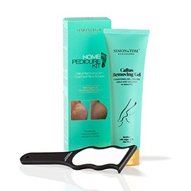 Simon & Tom Home Pedicure Kit Callus Removing Gel for Feet - Instantly Removes Hard, Dry, Rough Skin on Heels and Soles with Hydrating Argan Oil, Soothing Aloe Vera & Vitamin E 100ml / 3.4 fl.oz