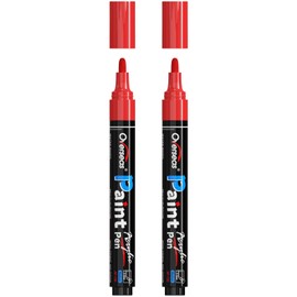 Overseas Red Paint Pens Paint Markers - Permanent Acrylic Markers 2 Pack, Water Based, Quick Dry, Waterproof Paint Marker Pen for Rock, Wood, Plastic, Metal, Canvas, Glass, Fabric, Mugs. Medium Tip