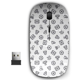 2.4G Ergonomic Portable USB Wireless Mouse for PC, Laptop, Computer, Notebook with Nano Receiver ( Soccer Icons Editable )